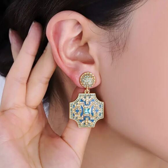 🩵 NEW Stunning & sparkling bohemian style dangle earrings 🩵 - Picture 3 of 8